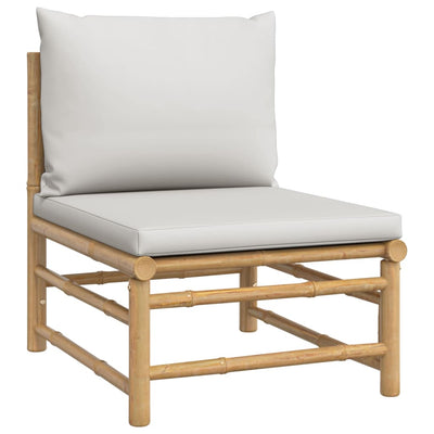 7 Piece Garden Lounge Set with Light Grey Cushions Bamboo
