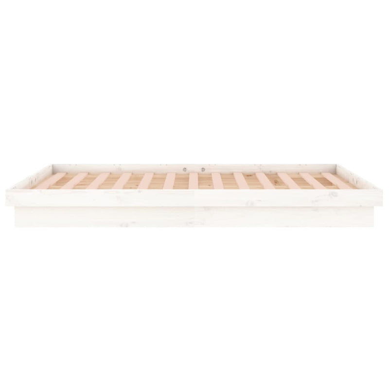 LED Bed Frame White 137x187 cm Double Size Solid Wood