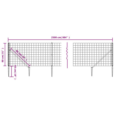 Wire Mesh Fence with Spike Anchors Anthracite 0.8x25 m