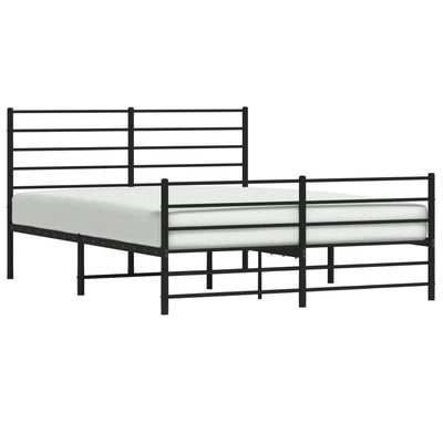 Metal Bed Frame with Headboard and Footboard Black 153x203 cm Queen