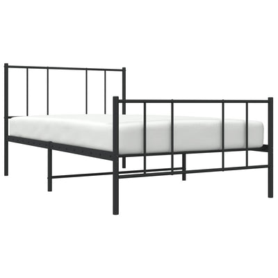 Metal Bed Frame with Headboard and Footboard Black 92x187 cm Single Bed Size