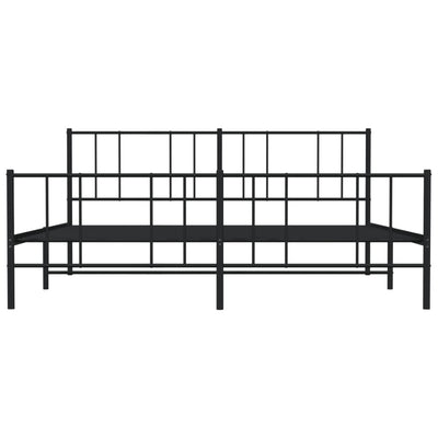 Metal Bed Frame with Headboard and Footboard Black 183x203 cm King Size