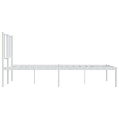 Metal Bed Frame with Headboard White 153x203 cm Queen Size