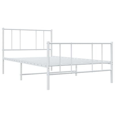 Metal Bed Frame with Headboard and Footboard White 107x203 cm King Single Size