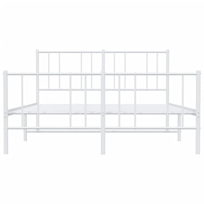 Metal Bed Frame with Headboard and Footboard White 137x187 cm Double Size