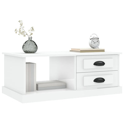 Coffee Table High Gloss White 90x50x35 cm Engineered Wood
