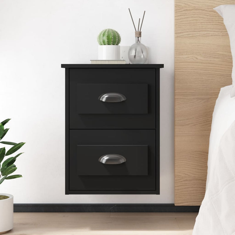 Wall-mounted Bedside Cabinets 2 pcs Black 41.5x36x53cm