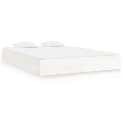 Bed Frame White 153x203 cm Queen Solid Wood