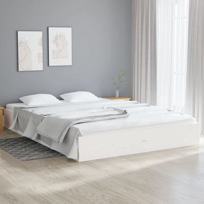Bed Frame White 153x203 cm Queen Solid Wood