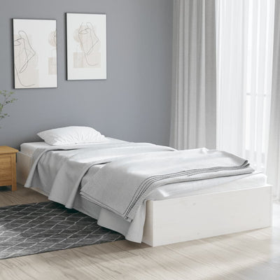 Bed Frame White 92x187 cm Single Solid Wood