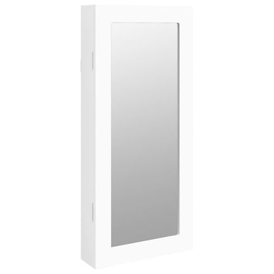 Mirror Jewellery Cabinet Wall Mounted White 30x8.5x67 cm