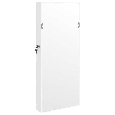 Mirror Jewellery Cabinet Wall Mounted White 37.5x10x90 cm