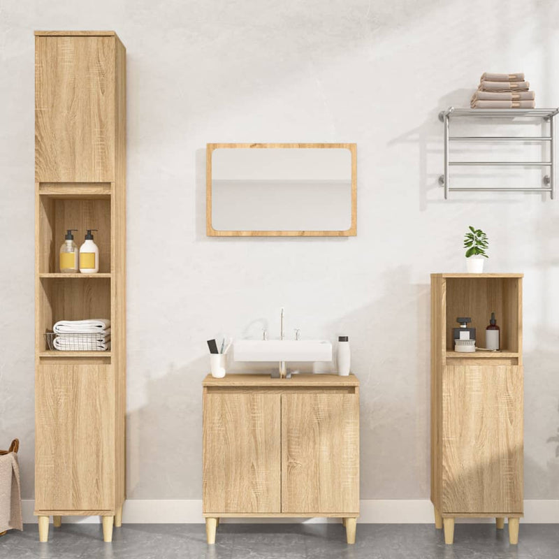 2 Piece Bathroom Furniture Set Sonoma Oak Engineered Wood