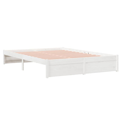 Bed Frame White 153x203 cm Queen Solid Wood Pine