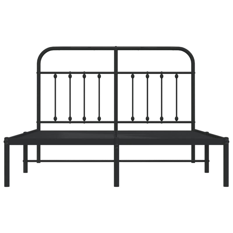 Metal Bed Frame with Headboard Black 153x203 cm Queen Size