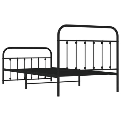 Metal Bed Frame with Headboard and Footboard Black 107x203 cm King Single Size
