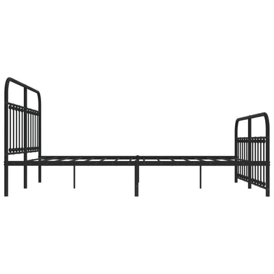 Metal Bed Frame with Headboard and Footboard Black 183x203 cm King Size
