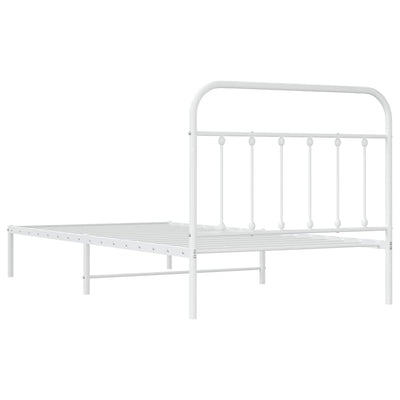 Metal Bed Frame with Headboard White 107x203 cm Kingle Single Size