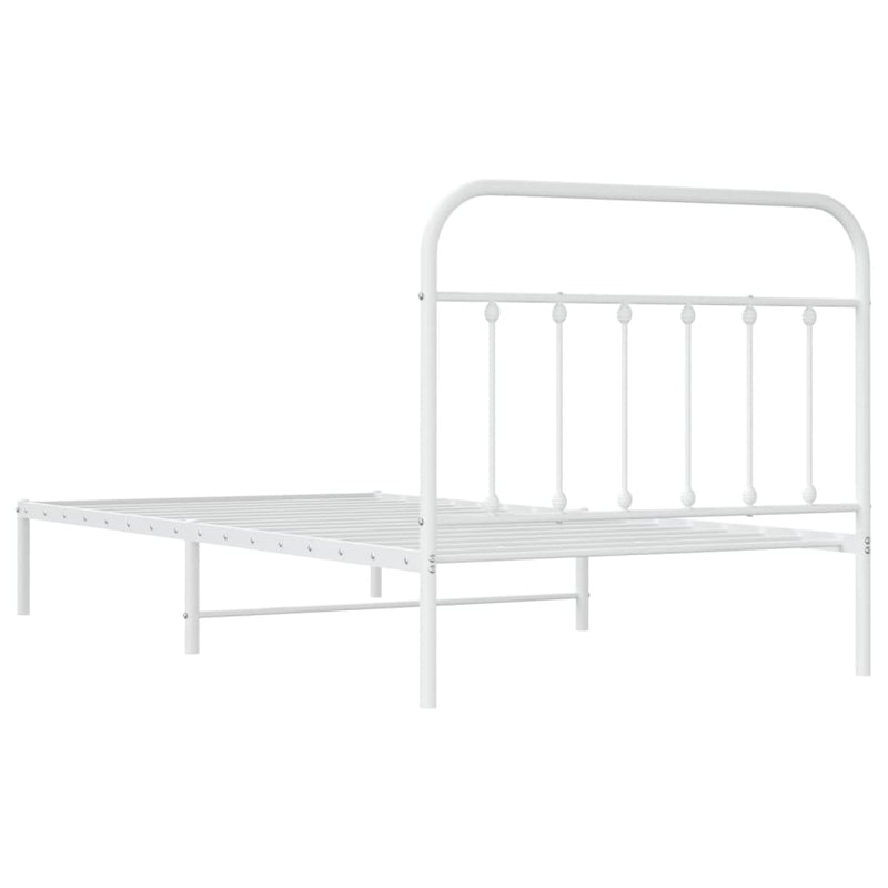 Metal Bed Frame with Headboard White 107x203 cm Kingle Single Size
