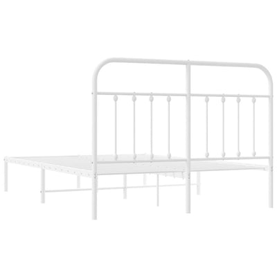 Metal Bed Frame with Headboard White 137x187 cm Double Size