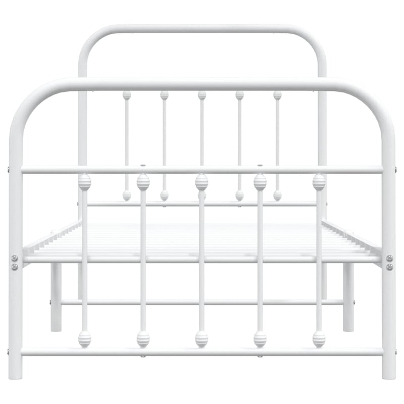 Metal Bed Frame with Headboard and Footboard White 92x187 cm Single Size