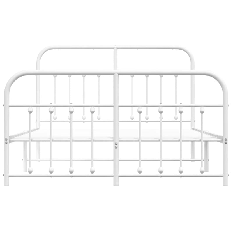 Metal Bed Frame with Headboard and Footboard White 137x187 cm Double Size