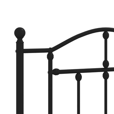 Metal Bed Frame with Headboard and Footboard Black 92x187 cm Single