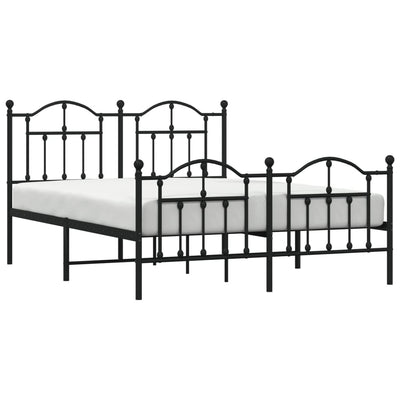 Metal Bed Frame with Headboard and Footboard Black 137x187 cm Double