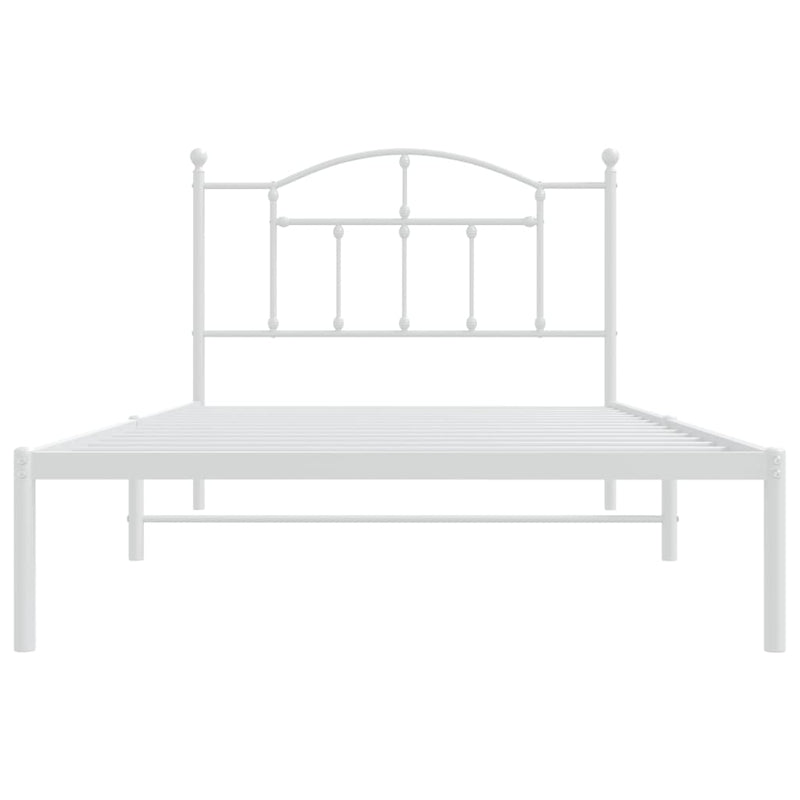 Metal Bed Frame with Headboard White 107x203 cm King Single