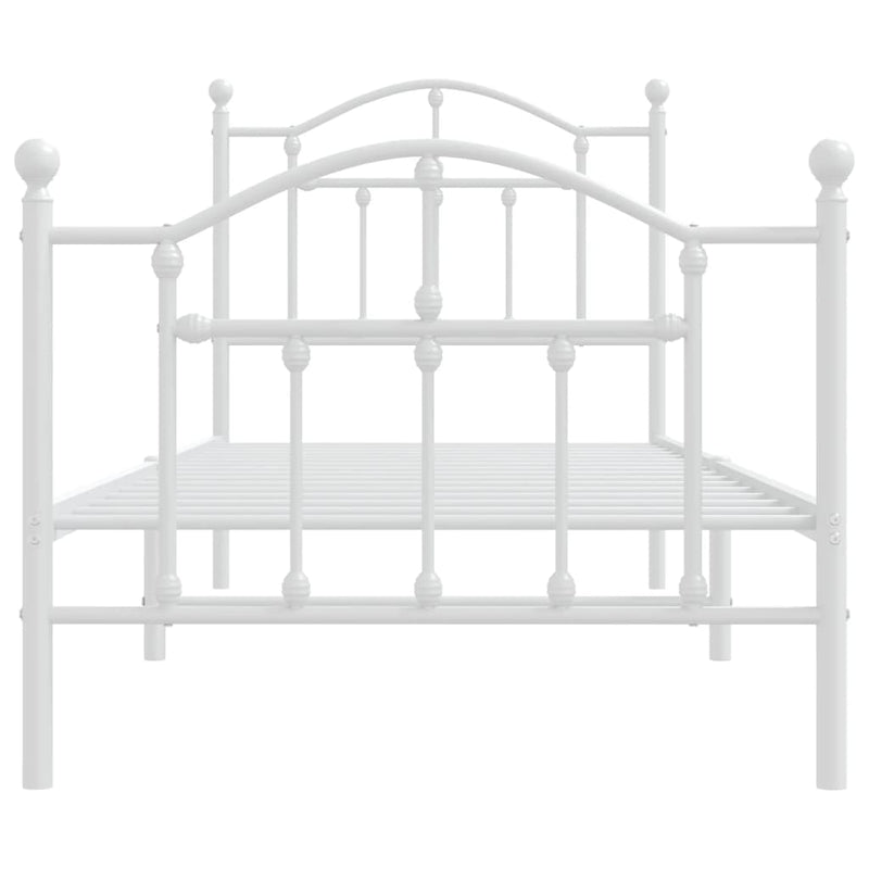 Metal Bed Frame with Headboard and Footboard White 92x187 cm Single