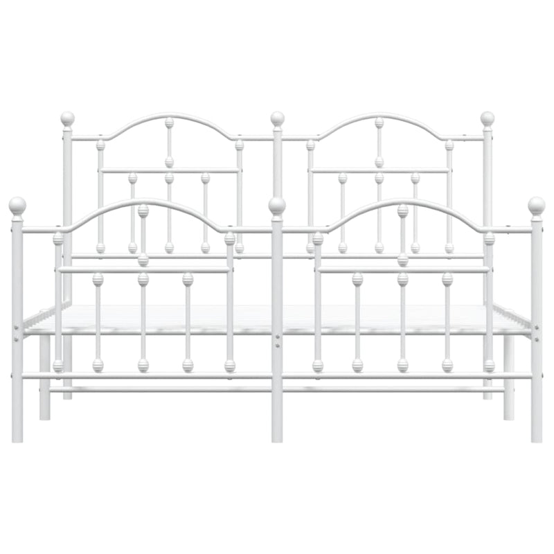 Metal Bed Frame with Headboard and Footboard White 137x187 cm Double