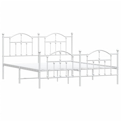 Metal Bed Frame with Headboard and Footboard White 183x203 cm King
