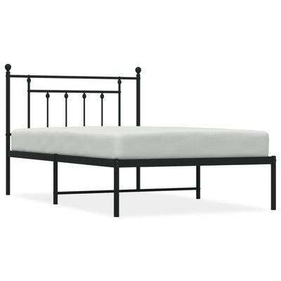 Metal Bed Frame with Headboard Black 107x203 cm King Single Size