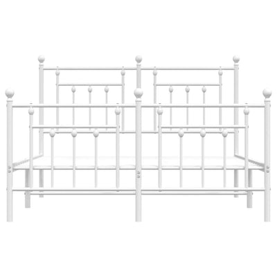 Metal Bed Frame with Headboard and Footboard White 153x203 cm Queen Size