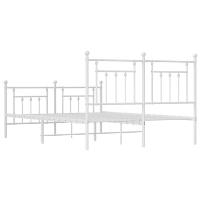 Metal Bed Frame with Headboard and Footboard White 153x203 cm Queen Size