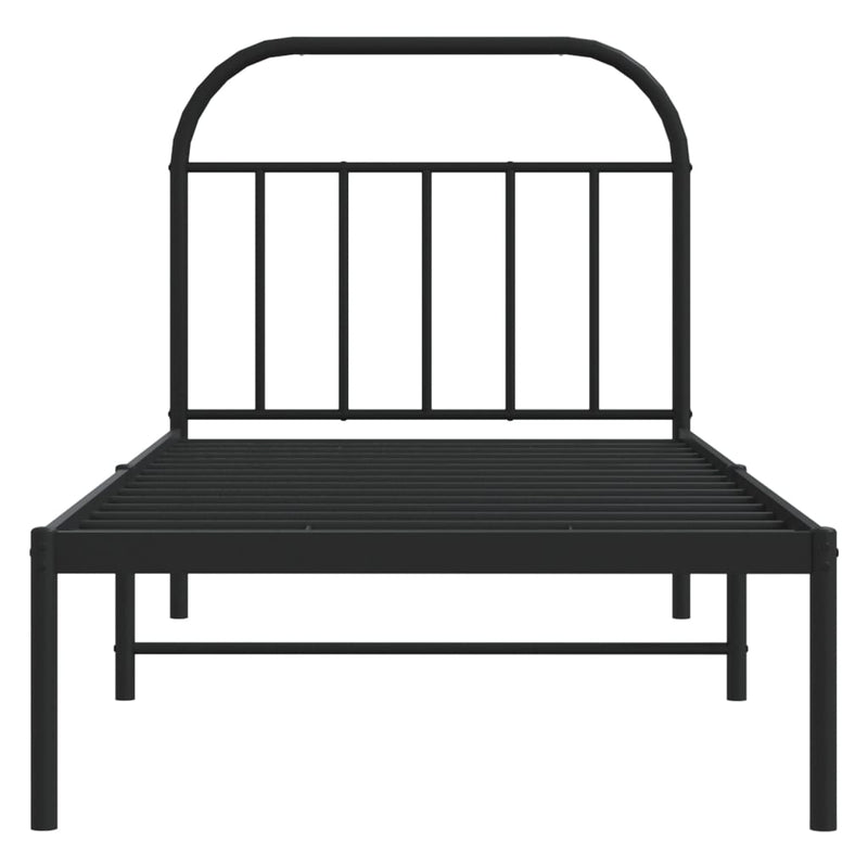 Metal Bed Frame with Headboard Black 92x187 cm Single