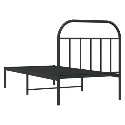 Metal Bed Frame with Headboard Black 92x187 cm Single