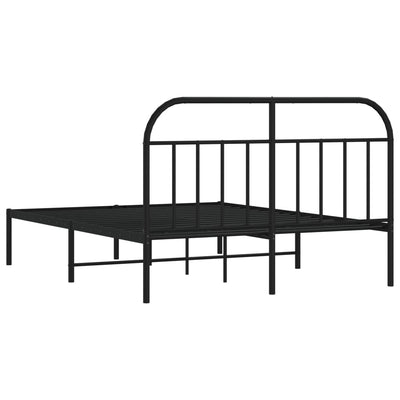 Metal Bed Frame with Headboard Black 153x203 cm Queen