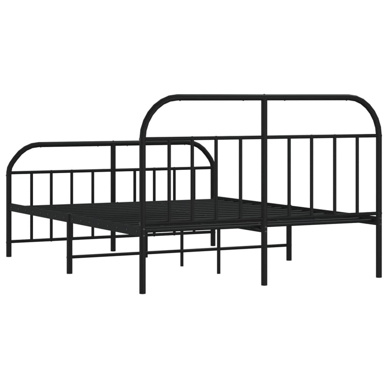 Metal Bed Frame with Headboard and Footboard Black 153x203 cm Queen