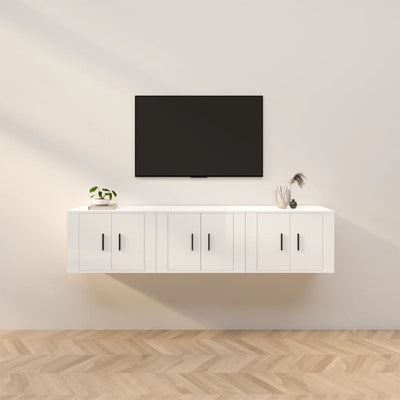 Wall-mounted TV Cabinets 3 pcs High Gloss White 57x34.5x40 cm