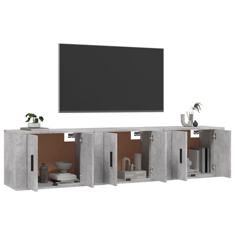Wall-mounted TV Cabinets 3 pcs Concrete Grey 57x34.5x40 cm