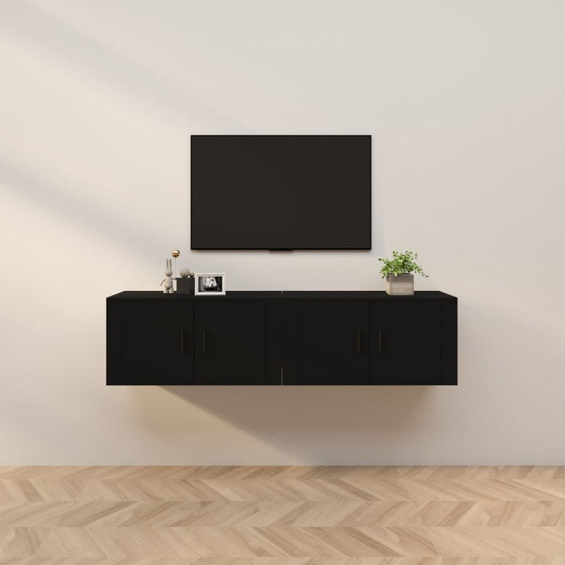 Wall-mounted TV Cabinets 2 pcs Black 80x34.5x40 cm