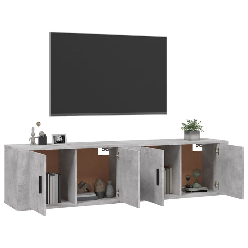 Wall-mounted TV Cabinets 2 pcs Concrete Grey 80x34.5x40 cm
