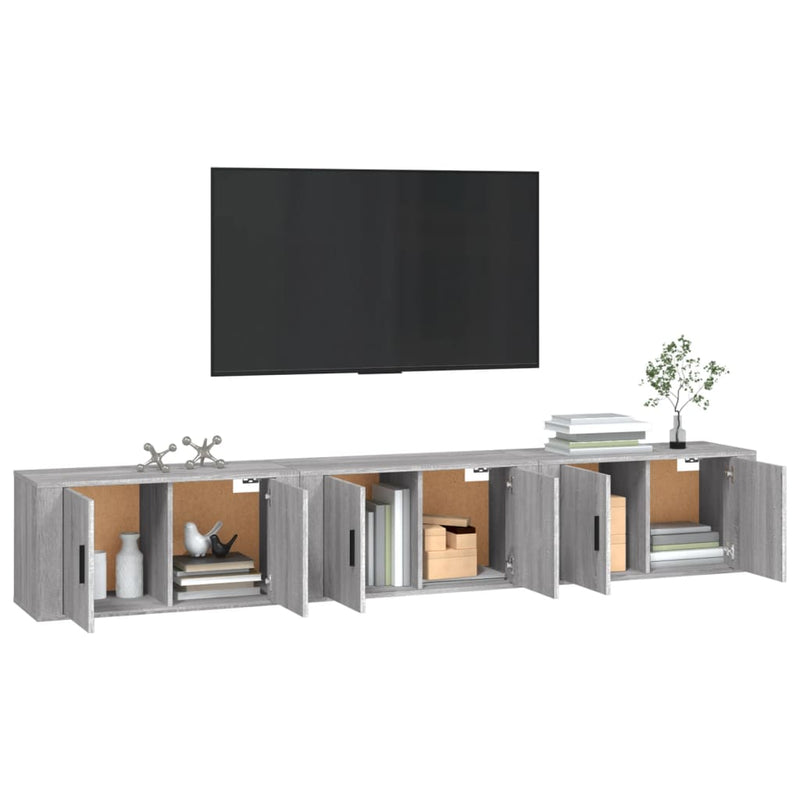 Wall-mounted TV Cabinets 3 pcs Grey Sonoma 80x34.5x40 cm