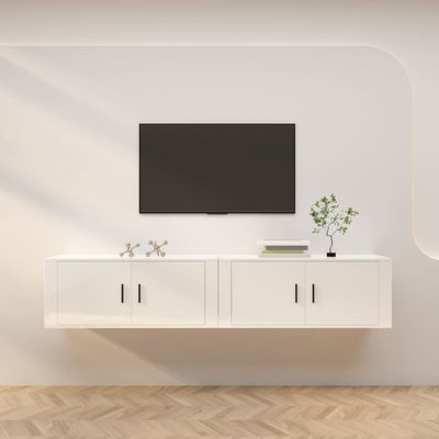 Wall-mounted TV Cabinets 2 pcs High Gloss White 100x34.5x40 cm