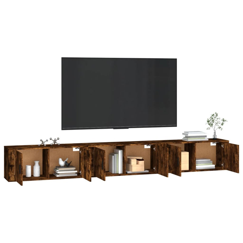 Wall-mounted TV Cabinets 3 pcs Smoked Oak 100x34.5x40 cm