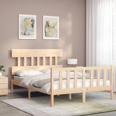 Bed Frame with Headboard 137x187 cm Double Size Solid Wood