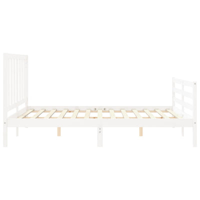 Bed Frame with Headboard White 153x203 cm Queen Solid Wood