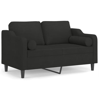 2-Seater Sofa with Throw Pillows Black 120 cm Fabric