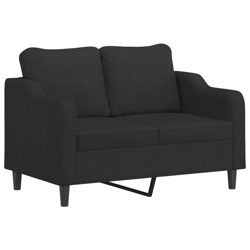 2-Seater Sofa with Throw Pillows Black 120 cm Fabric